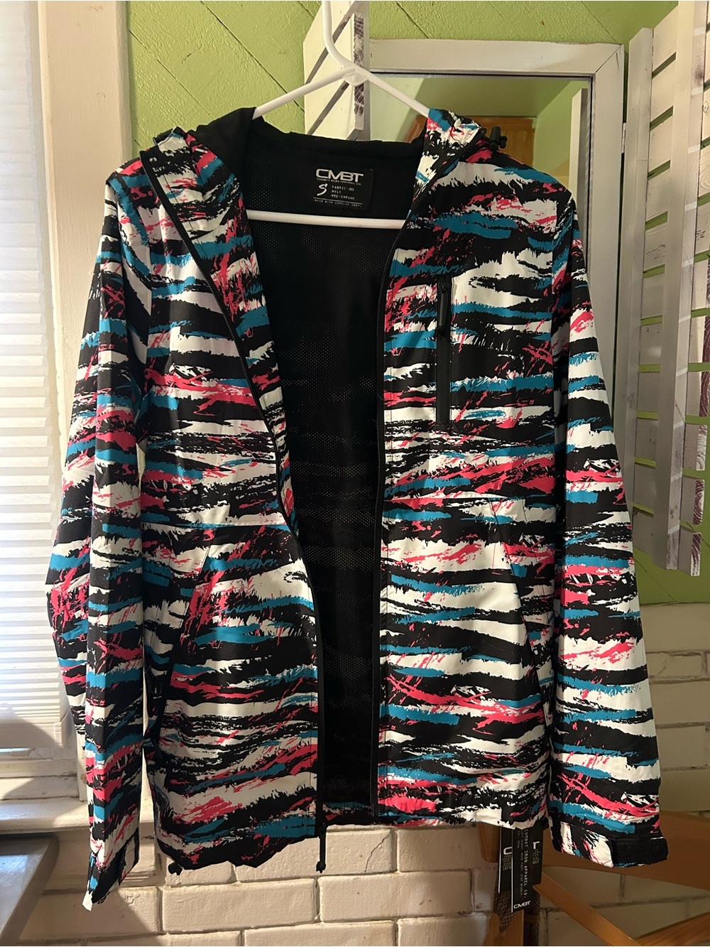 MBT Women's Hooded Ski Jacket in Black, White, Teal & Pink